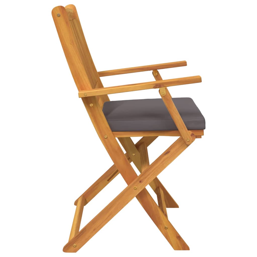vidaXL Klappstuhl mit Kissen 2 pcs Braun Massivholz Akazie