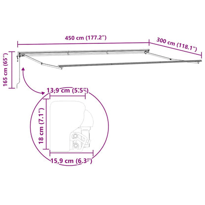 Markisenrahmen Anthrazit 4,5 × 3 m Pulverbeschichteter Stahl