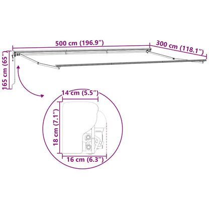 Markisenrahmen Anthrazit 5 x 3 m Pulverbeschichteter Stahl