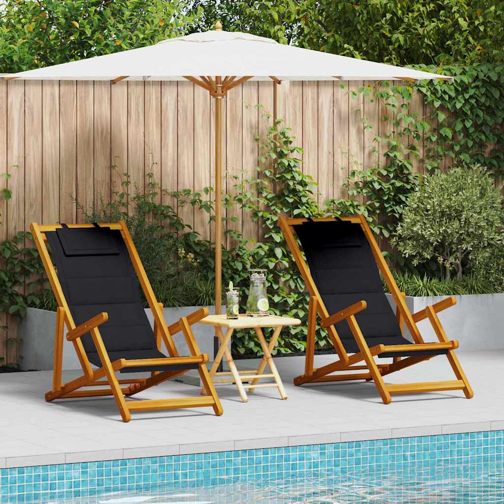 vidaXL Liegestuhl 2 pcs Braun 61.5 x 123 x 82cm Massivholz Akazie