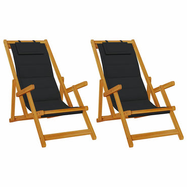 vidaXL Liegestuhl 2 pcs Braun 61.5 x 123 x 82cm Massivholz Akazie