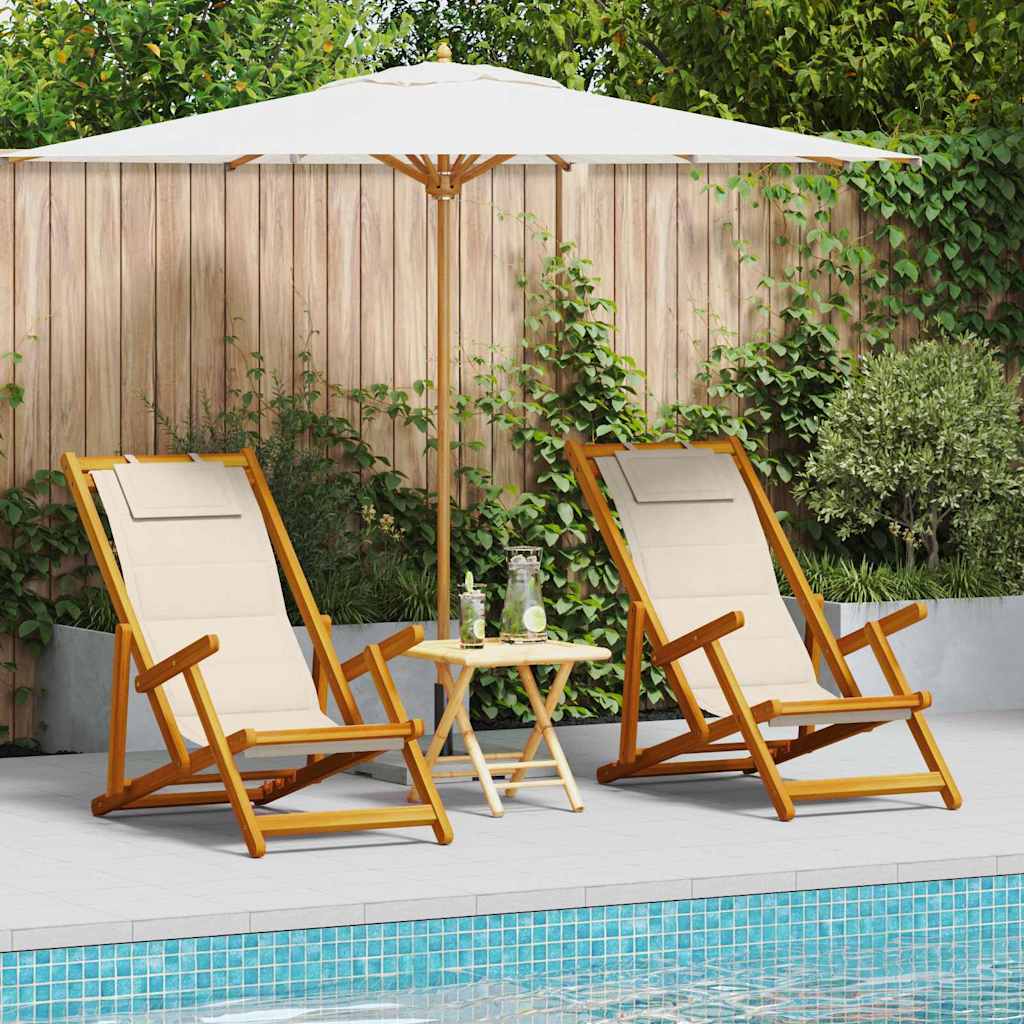 vidaXL Chaise longue 2 pcs Marron 61,5 x 123 x 82 cm Bois massif d'acacia