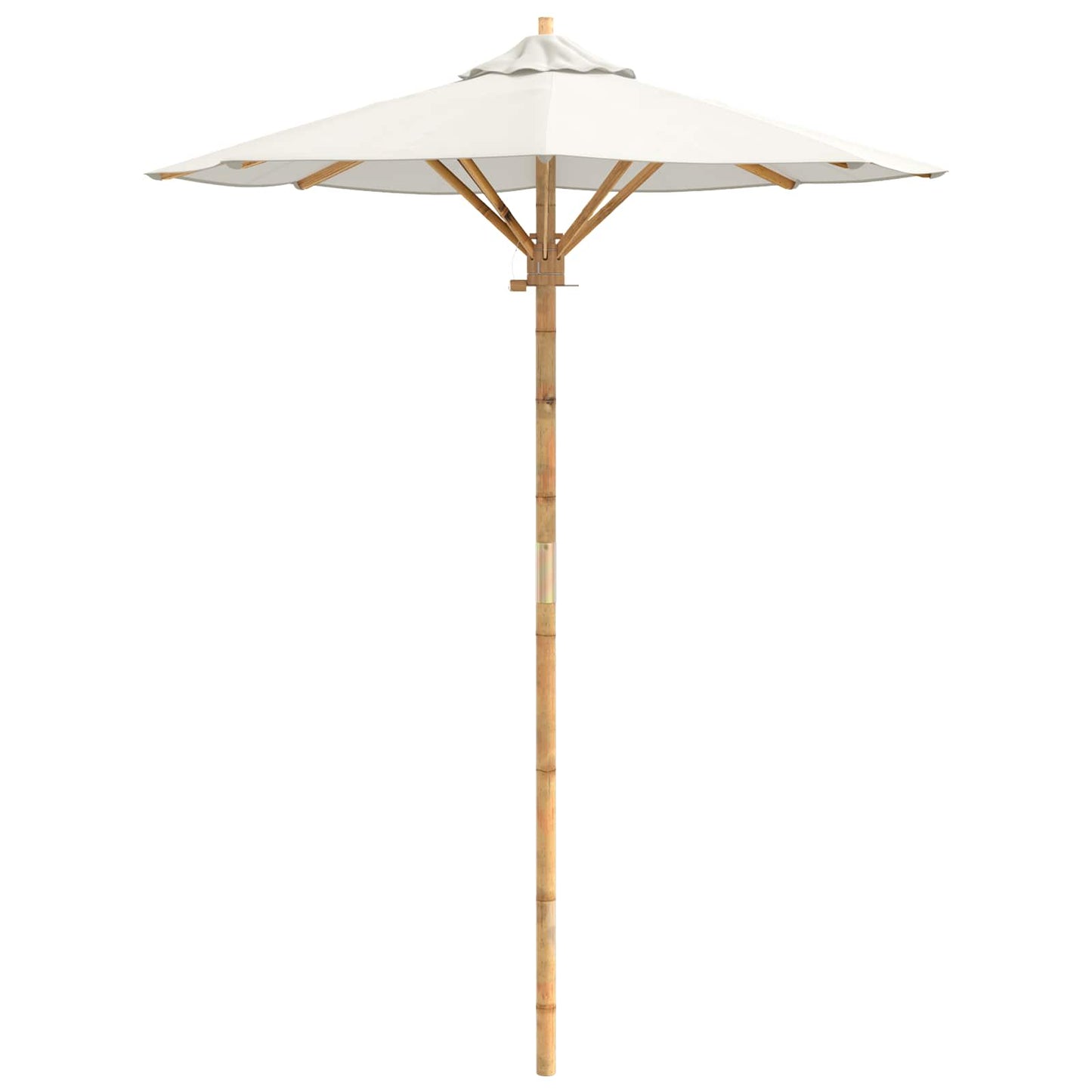 vidaXL Garten-Sonnenschirm Cremeweiß Ø 270 x 260 cm Bambus