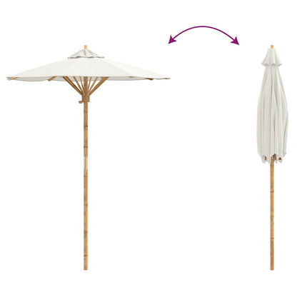 vidaXL Garten-Sonnenschirm Cremeweiß Ø 270 x 260 cm Bambus