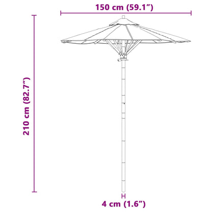 vidaXL Garten-Sonnenschirm Cremeweiß Ø 270 x 260 cm Bambus