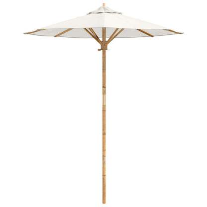 vidaXL Garten-Sonnenschirm Cremeweiß Ø 270 x 260 cm Bambus