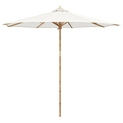 vidaXL Garten-Sonnenschirm Cremeweiß Ø 270 x 260 cm Bambus