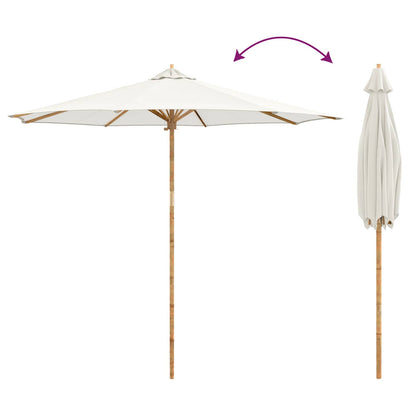 vidaXL Garten-Sonnenschirm Cremeweiß Ø 270 x 260 cm Bambus