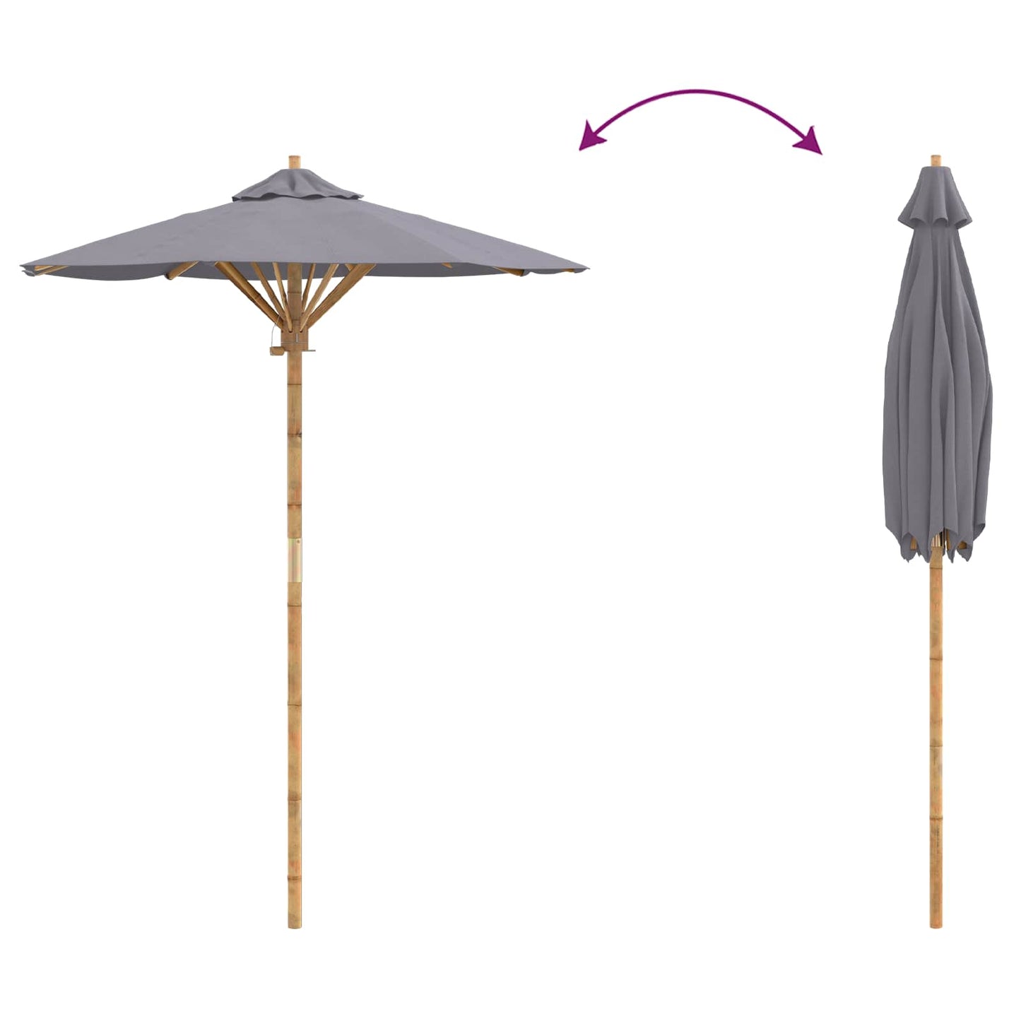 vidaXL Garten-Sonnenschirm Dunkelgrau Ø 270 x 260 cm Bambus