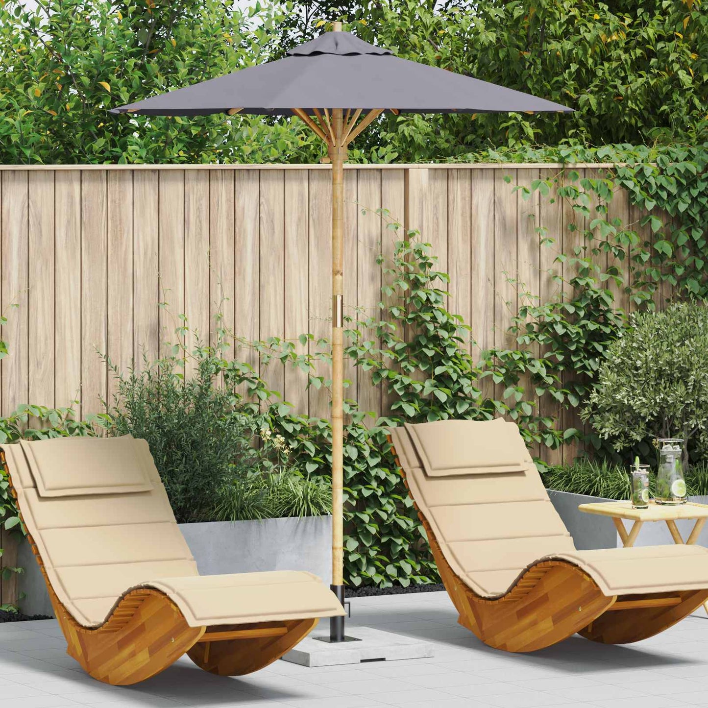 vidaXL Garten-Sonnenschirm Dunkelgrau Ø 270 x 260 cm Bambus