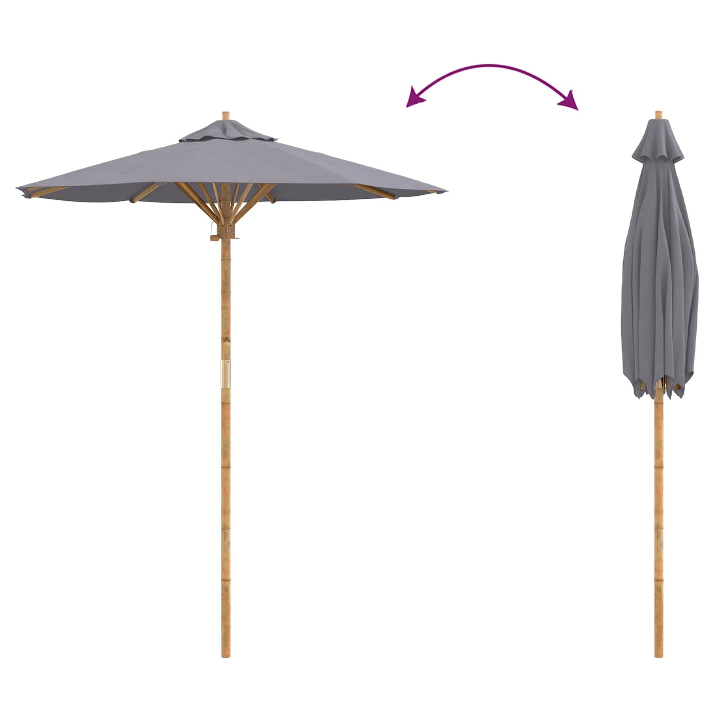 vidaXL Garten-Sonnenschirm Dunkelgrau Ø 270 x 260 cm Bambus