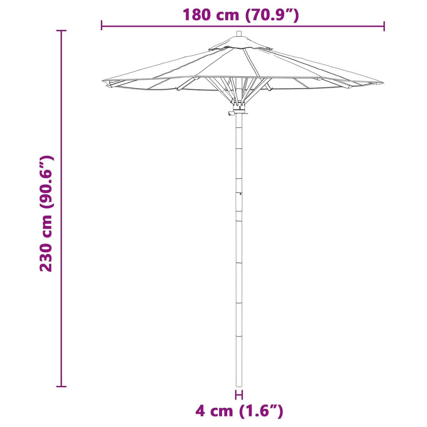 vidaXL Garten-Sonnenschirm Dunkelgrau Ø 270 x 260 cm Bambus
