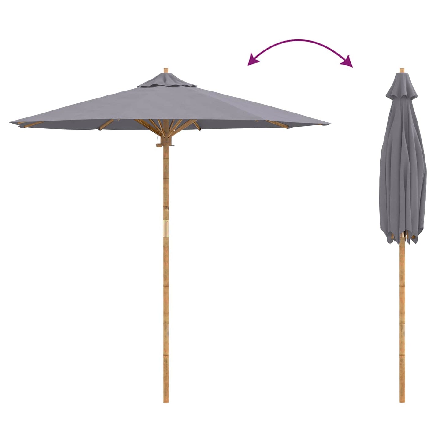 vidaXL Garten-Sonnenschirm Dunkelgrau Ø 270 x 260 cm Bambus