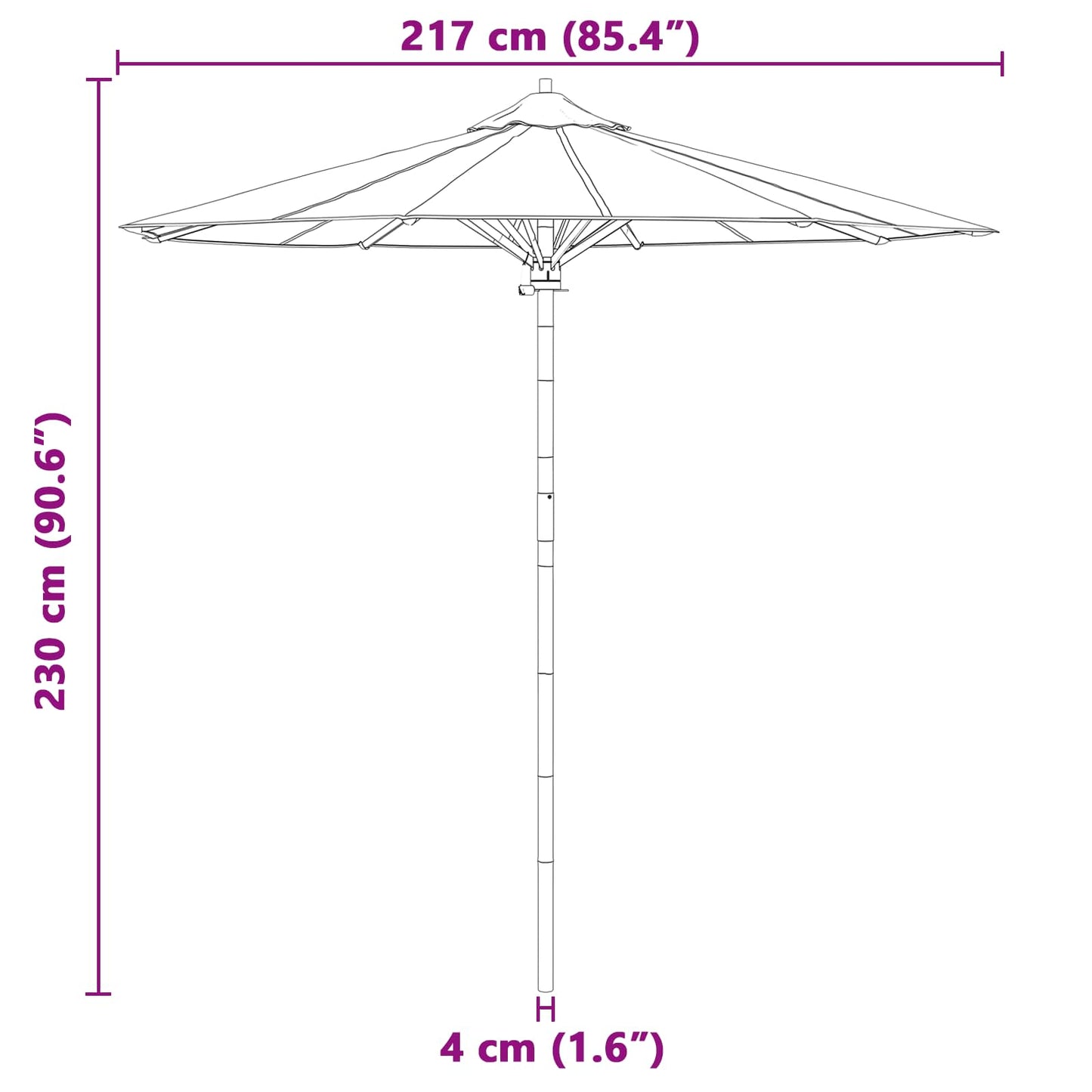 vidaXL Garten-Sonnenschirm Dunkelgrau Ø 270 x 260 cm Bambus