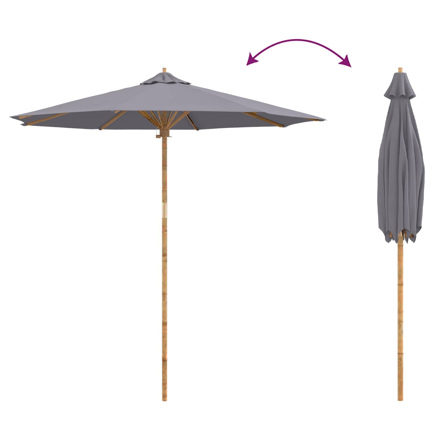 Garten-Sonnenschirm Dunkelgrau Ø 270 x 260 cm Bambus