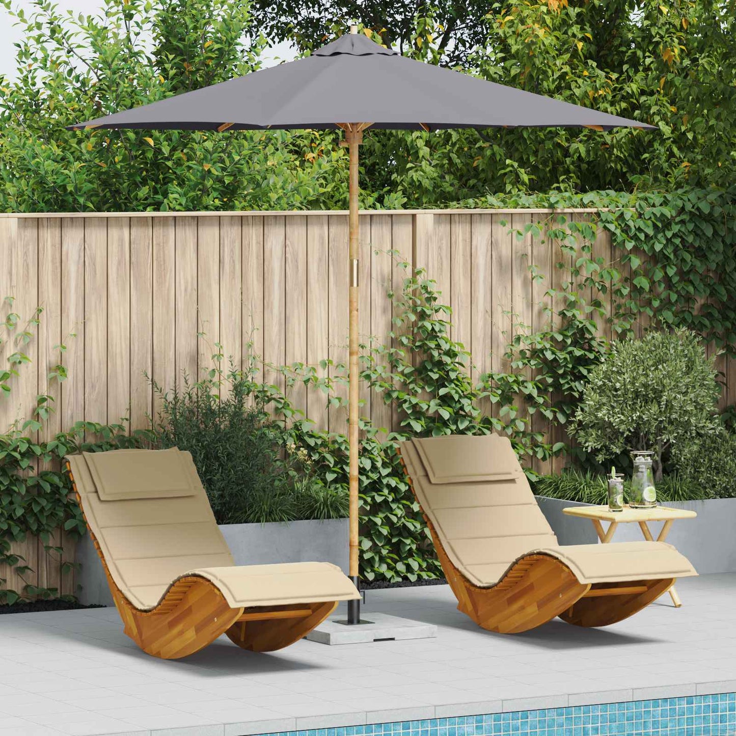 vidaXL Garten-Sonnenschirm Dunkelgrau Ø 270 x 260 cm Bambus