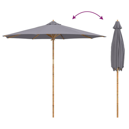 vidaXL Garten-Sonnenschirm Dunkelgrau Ø 270 x 260 cm Bambus