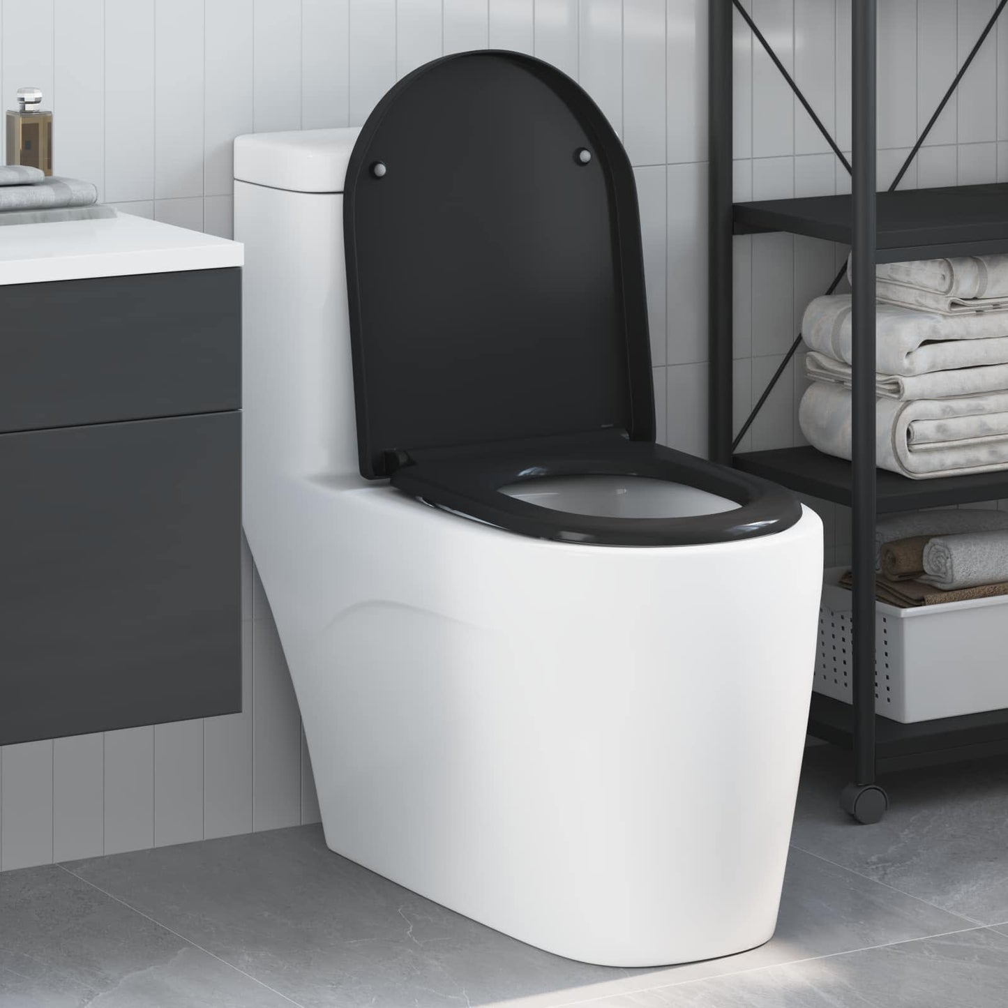 Toilettensitz Schwarz 49 x 36 x 4 cm Duroplast