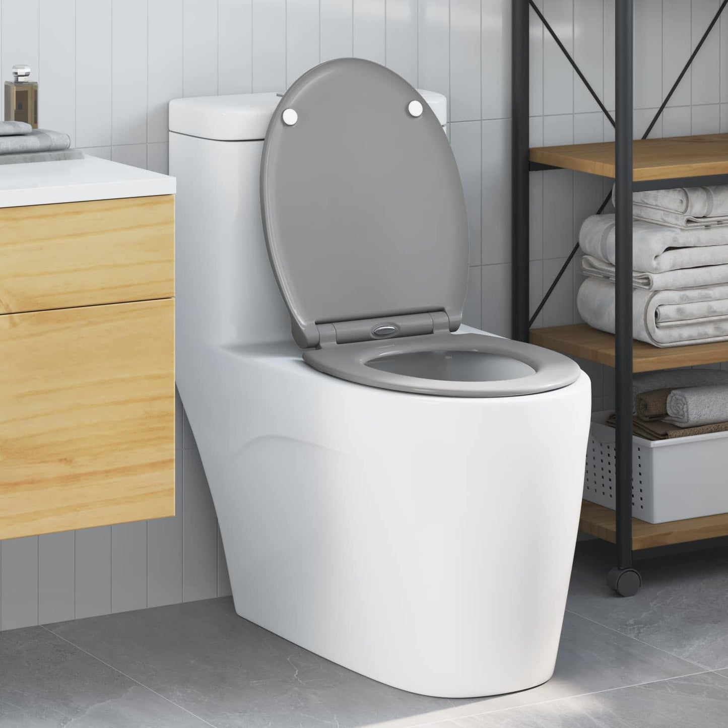 Toilettensitz Grau 47 x 37,5 x 3,8 cm Duroplast