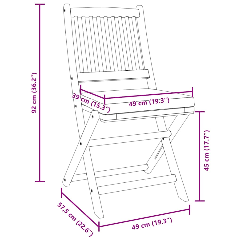 vidaXL Klappstuhl 4 pcs Grau 49 x 57,5 x 92 cm Massivholz Akazie