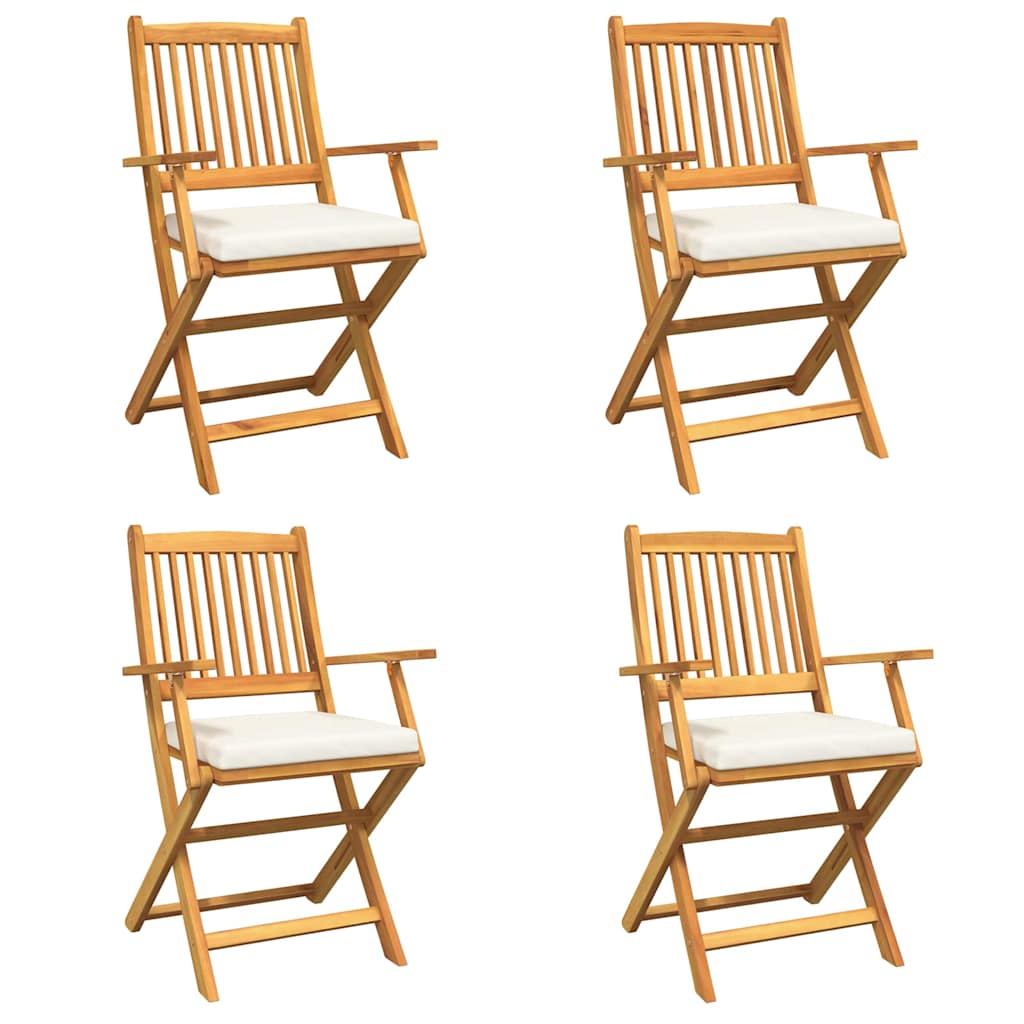 vidaXL Klappstuhl 4 pcs Weiß 49 x 57,5 x 92 cm Massivholz Akazie