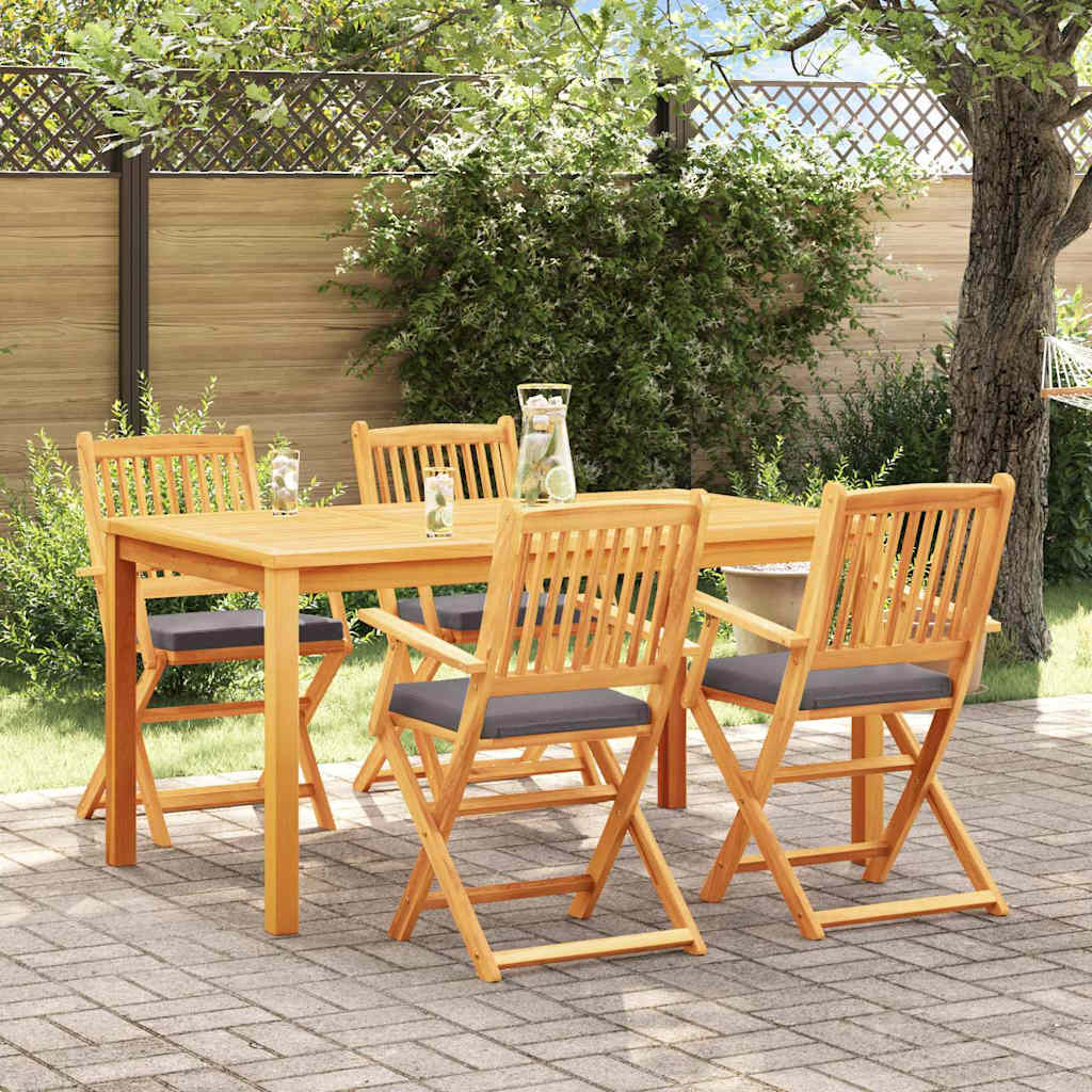 vidaXL Klappstuhl 4 pcs Grau 49 x 57,5 x 92 cm Massivholz Akazie