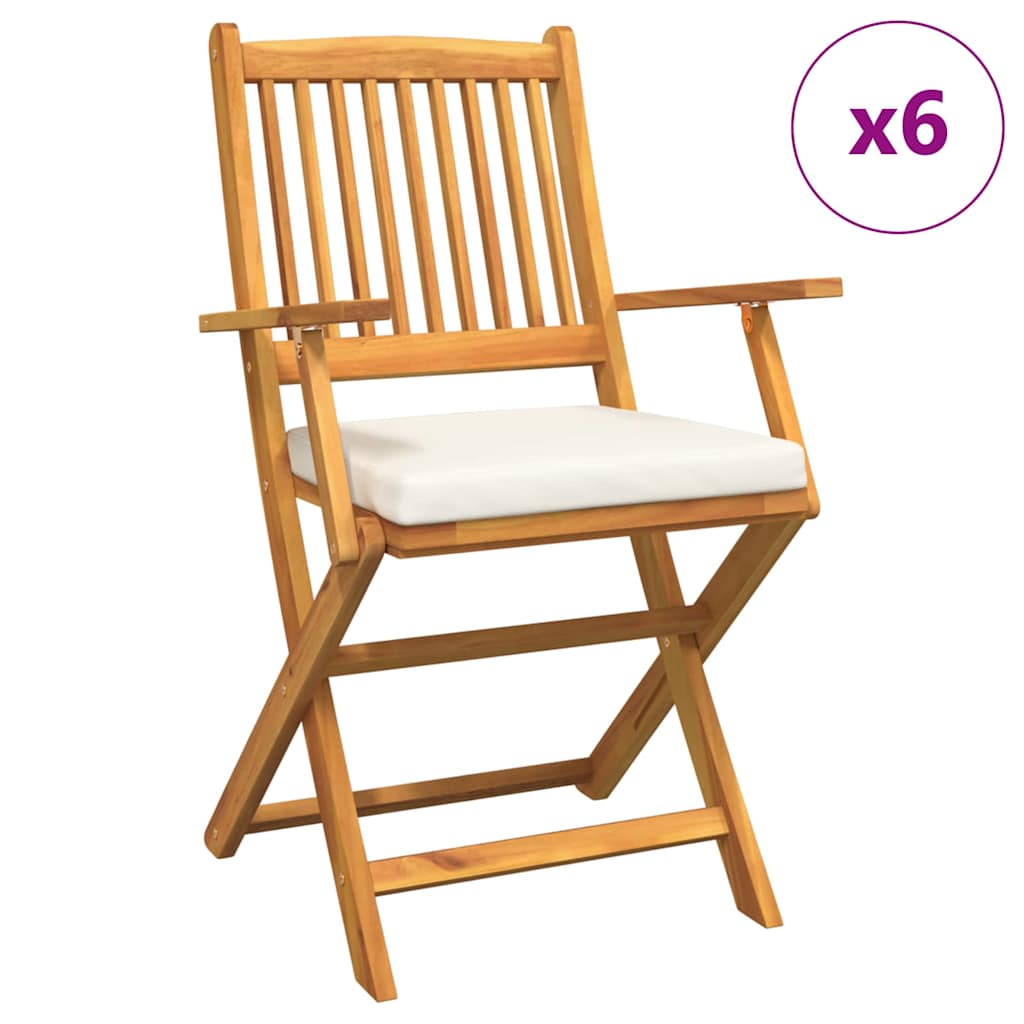 vidaXL Klappstuhl 6 pcs Weiß 49 x 57,5 x 92 cm Massivholz Akazie