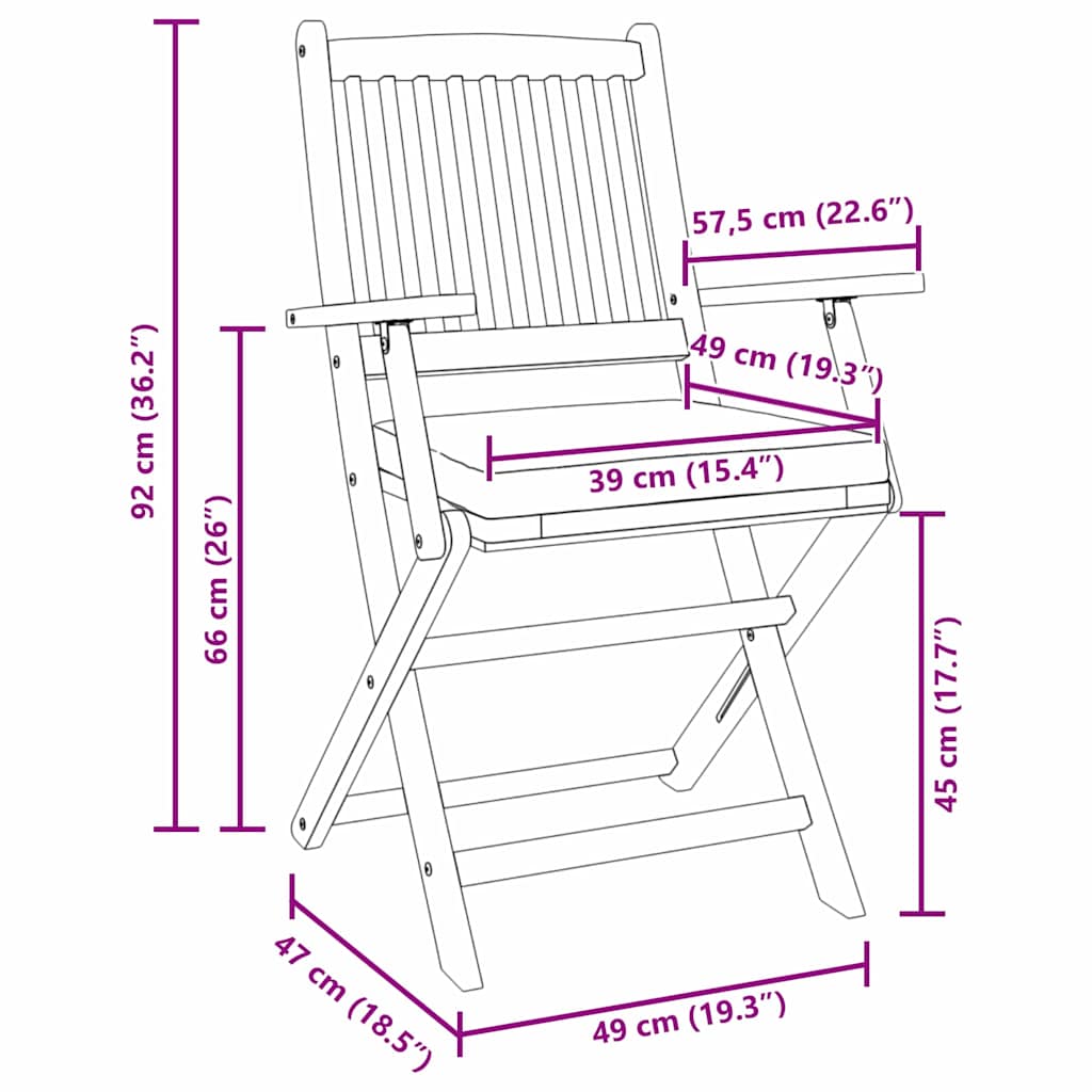 vidaXL Klappstuhl 6 pcs Weiß 49 x 57,5 x 92 cm Massivholz Akazie