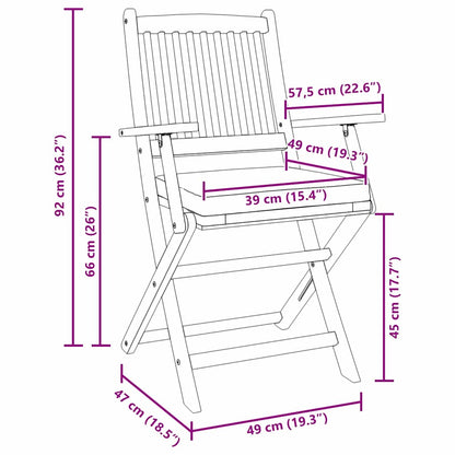 vidaXL Klappstuhl 8 pcs Weiß 49 x 57,5 x 92 cm Massivholz Akazie