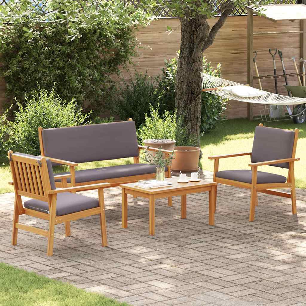 vidaXL Salon de jardin 4 pcs Marron 120 x 65,5 x 79 cm Bois d'acacia massif