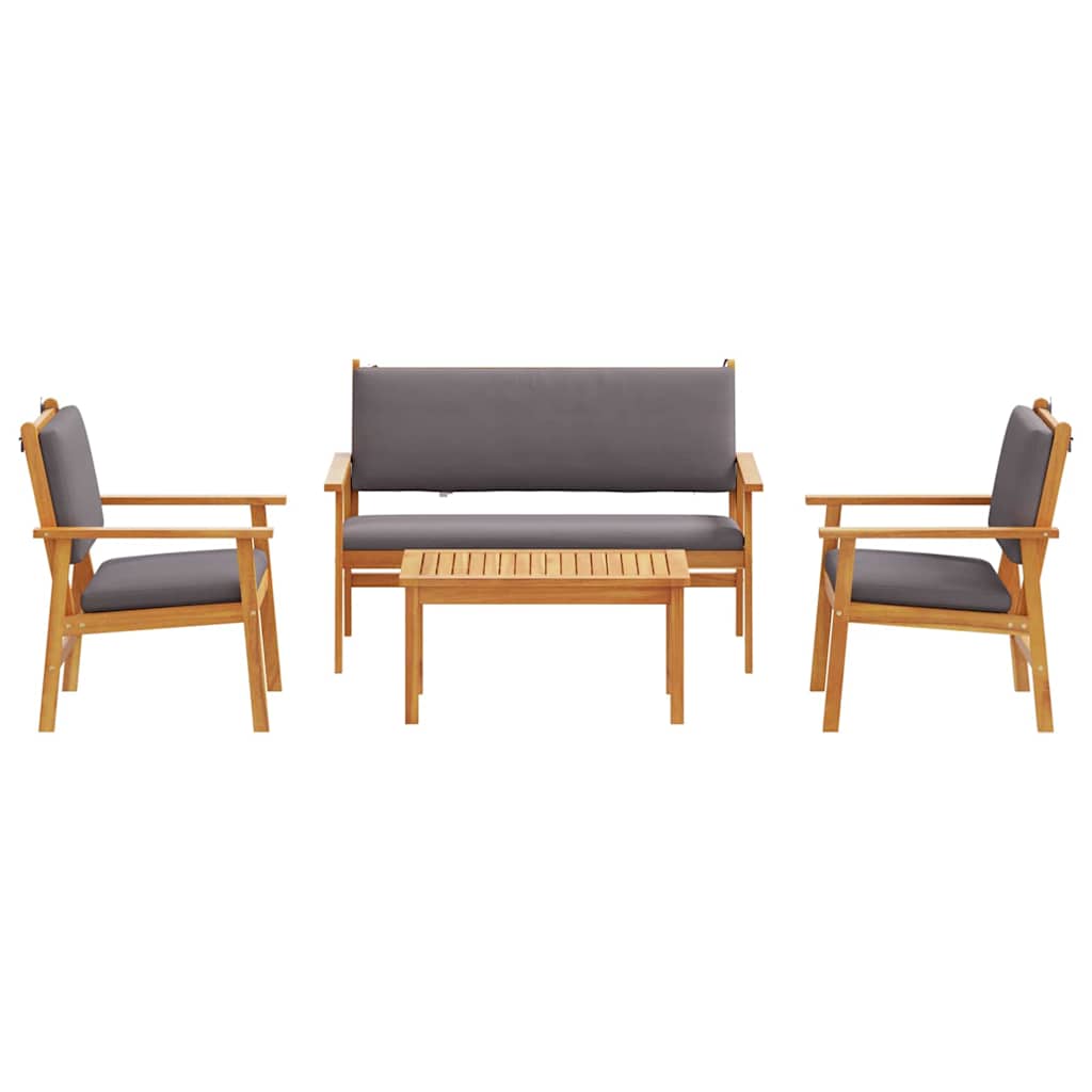 vidaXL Salon de jardin 4 pcs Marron 120 x 65,5 x 79 cm Bois d'acacia massif