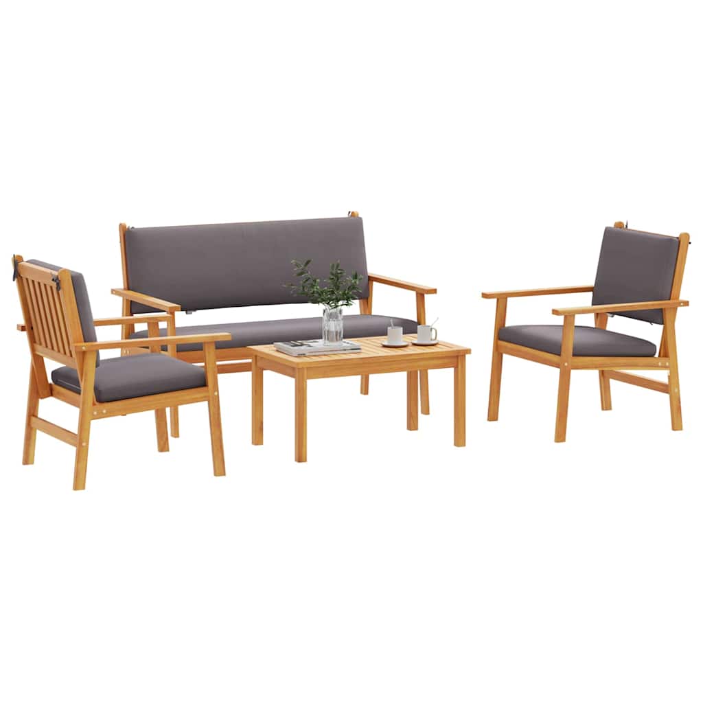 vidaXL Salon de jardin 4 pcs Marron 120 x 65,5 x 79 cm Bois d'acacia massif