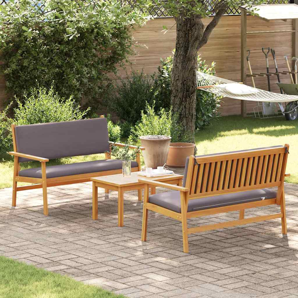 vidaXL Gartensofa-set 3 pcs Braun 120 x 65,5 x 79 cm Massivholz Akazie