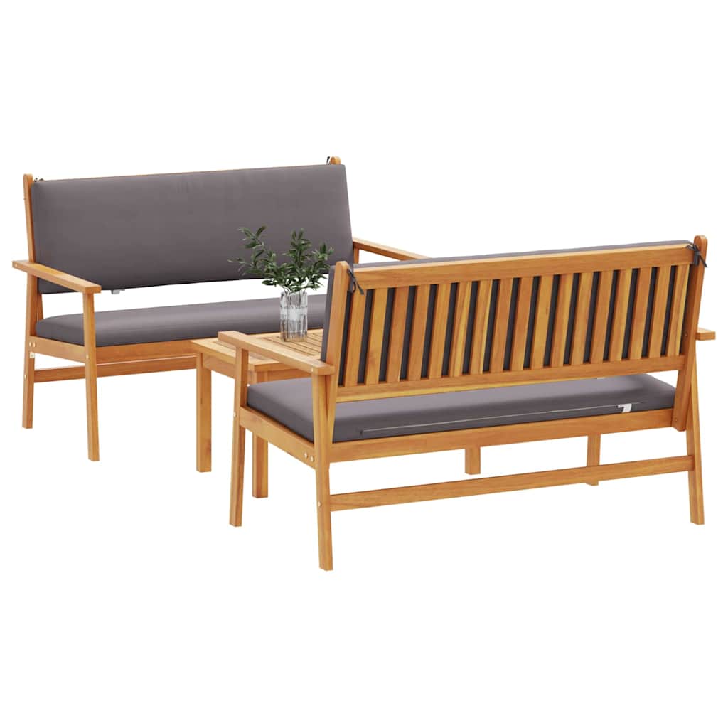 vidaXL Gartensofa-set 3 pcs Braun 120 x 65,5 x 79 cm Massivholz Akazie