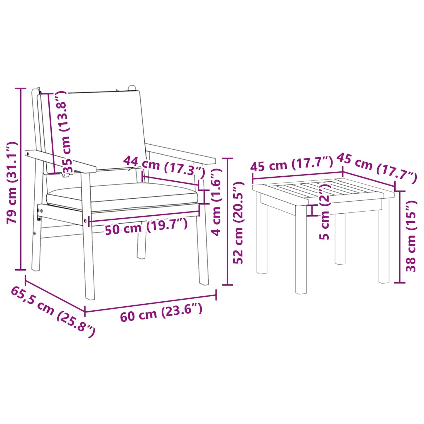Gartensofa-set 6 pcs Braun Massivholz Akazie