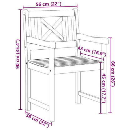 vidaXL Gartenstuhl 4 pcs 56 x 56 x 90 cm Massivholz Akazie