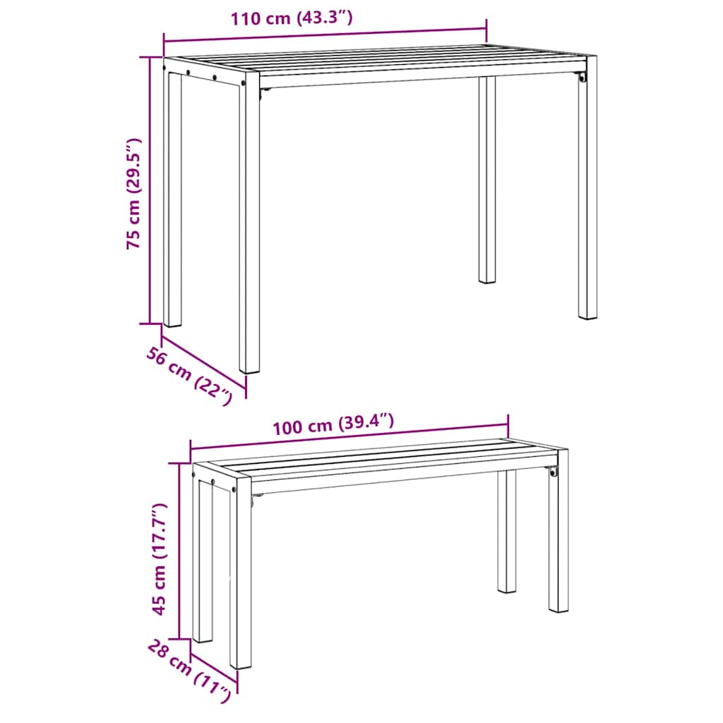 Garten Essgruppe 3 pcs Anthrazit Stahl