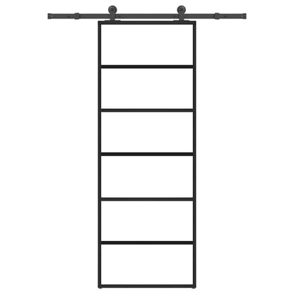 vidaXL Schiebetür mit Beschlag 76x205 cm ESG-Glas & Aluminium