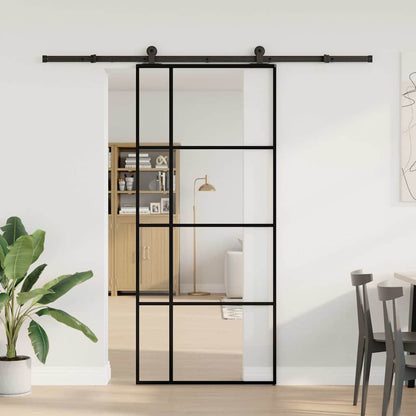 vidaXL Schiebetür mit Beschlag 90x205 cm ESG-Glas & Aluminium