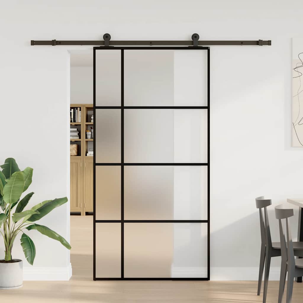 vidaXL Schiebetür mit Beschlag 102,5x205 cm ESG-Glas & Aluminium