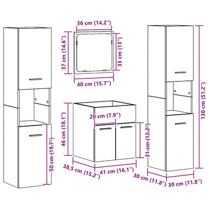 vidaXL Badezimmermöbel-Set Wandmontiert 4 pcs Altholz Holzwerkstoff