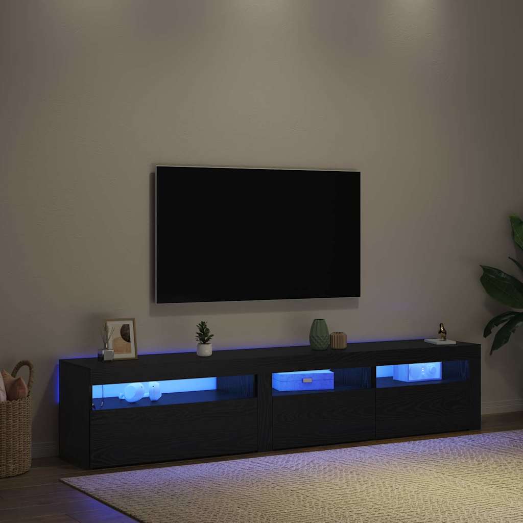 vidaXL TV-Schränk 2 pcs Schwarz Eichen-Optik 195 x 35 x 40 cm