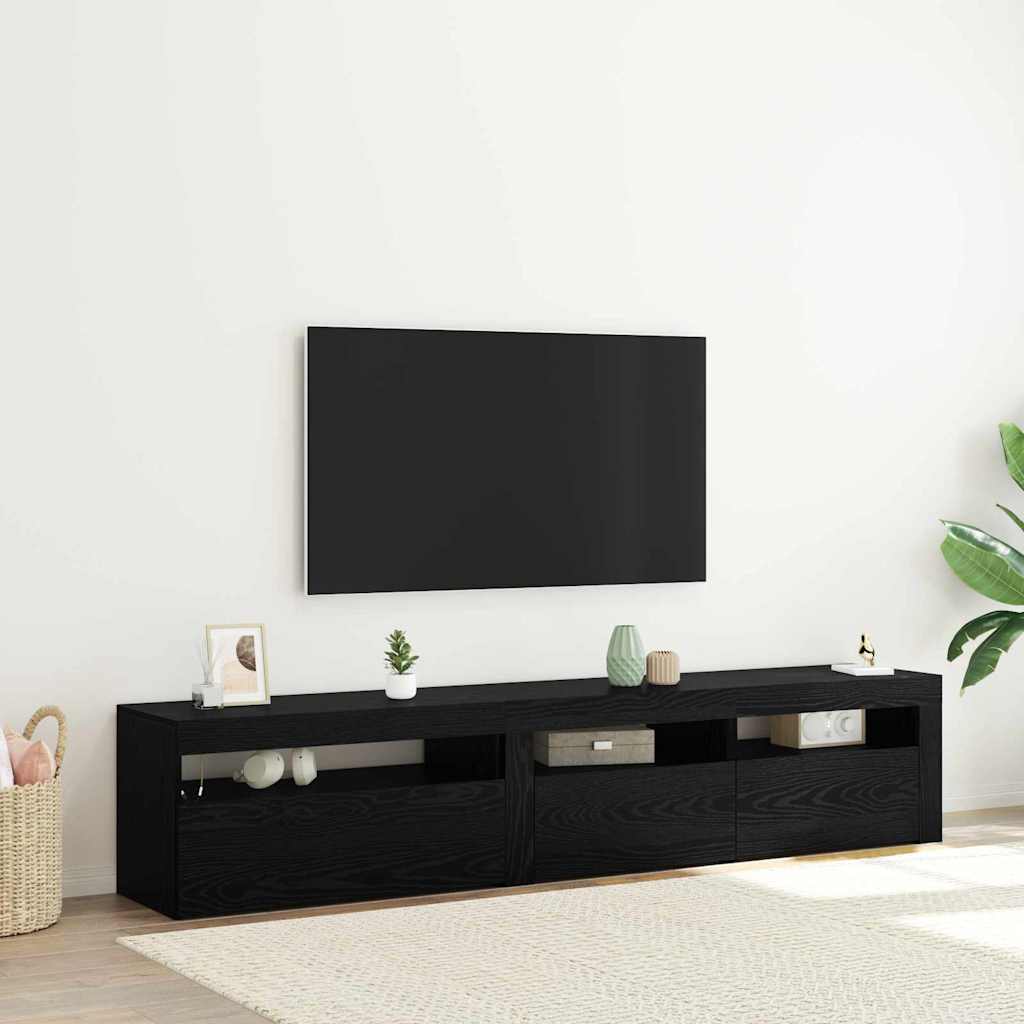 vidaXL TV-Schränk 2 pcs Schwarz Eichen-Optik 195 x 35 x 40 cm