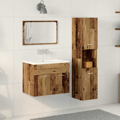 vidaXL Badezimmermöbel-Set Wandmontiert 3 pcs Altholz Holzwerkstoff