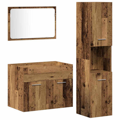vidaXL Badezimmermöbel-Set Wandmontiert 3 pcs Altholz Holzwerkstoff