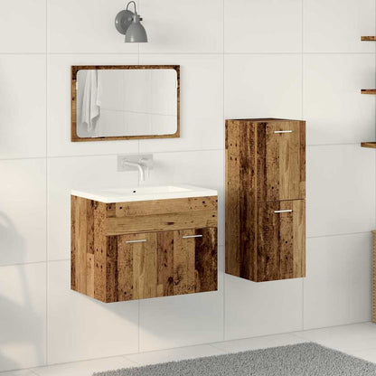 vidaXL Badezimmermöbel-Set Wandmontiert 3 pcs Altholz Holzwerkstoff