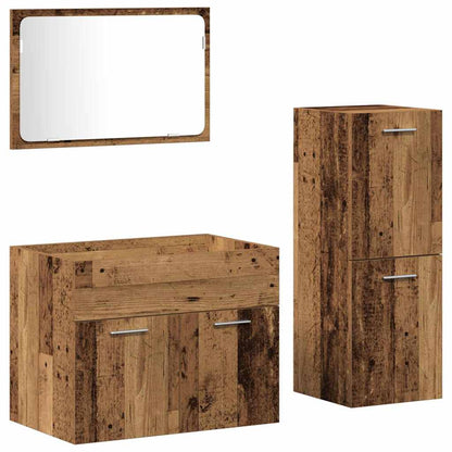 vidaXL Badezimmermöbel-Set Wandmontiert 3 pcs Altholz Holzwerkstoff