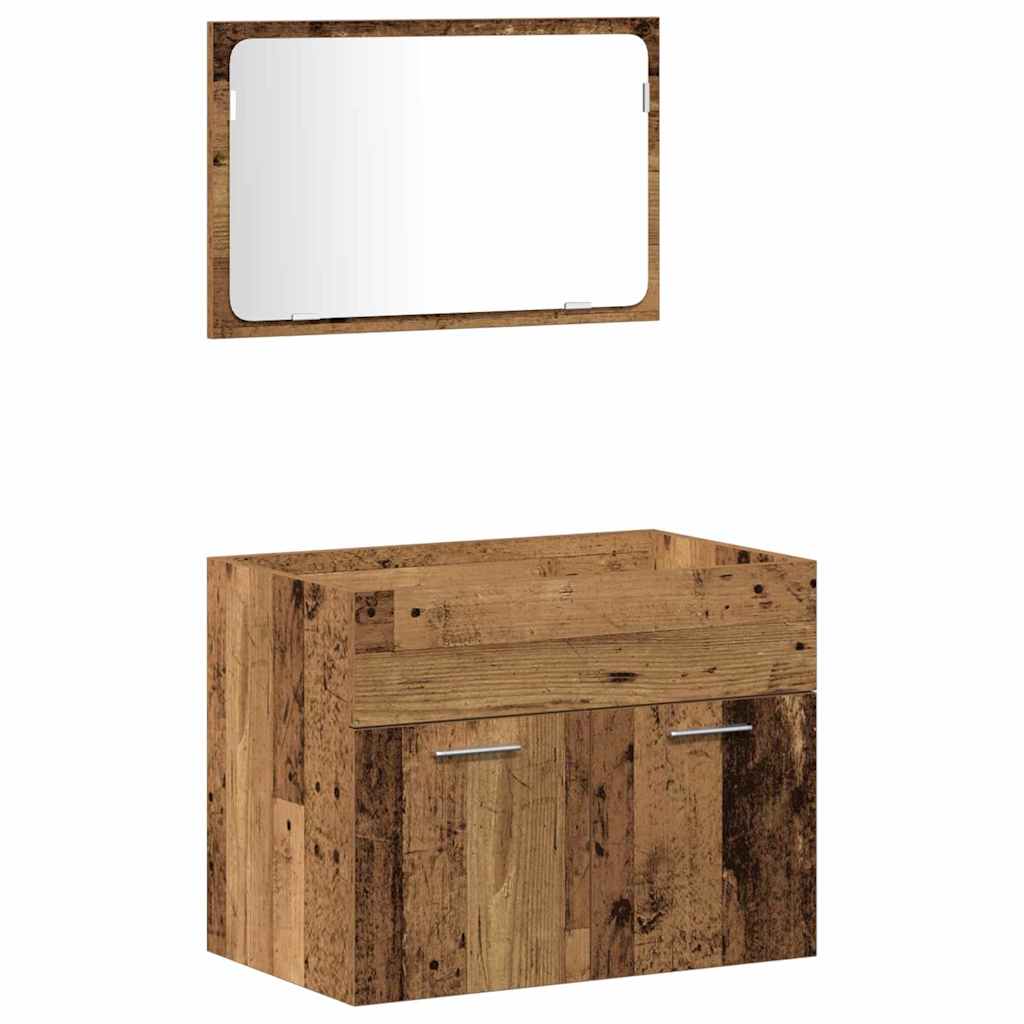 vidaXL Badezimmermöbel-Set Wandmontiert 3 pcs Altholz Holzwerkstoff