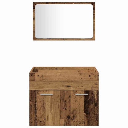 vidaXL Badezimmermöbel-Set Wandmontiert 3 pcs Altholz Holzwerkstoff