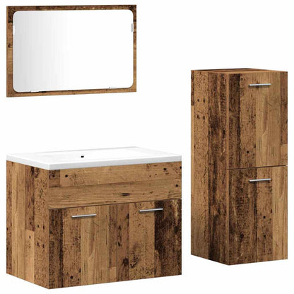 vidaXL Badezimmermöbel-Set Wandmontiert 3 pcs Altholz Holzwerkstoff